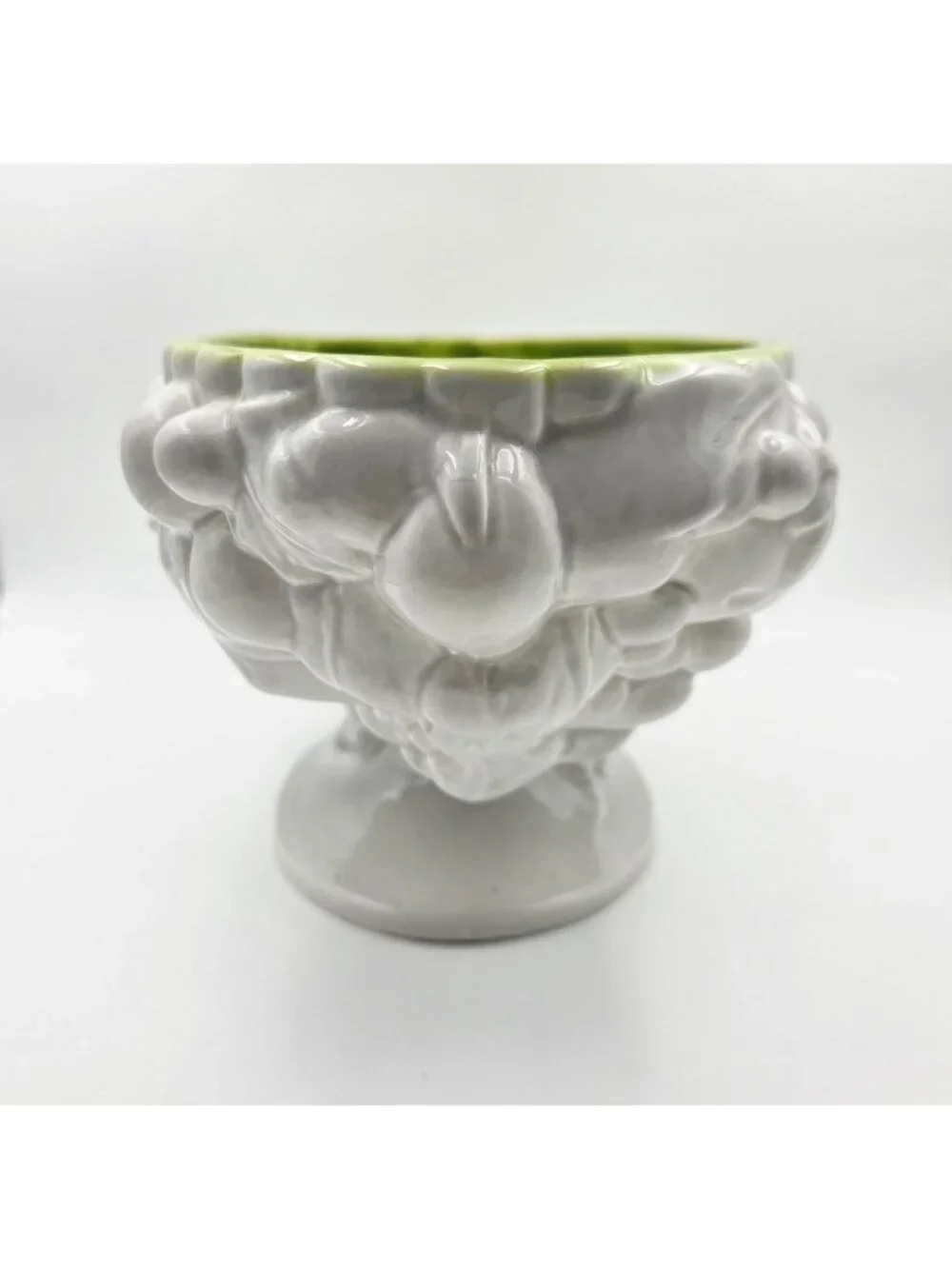 Royal Haegar R421 Paneled Grape Cluster Pedestal Bowl Chartreuse